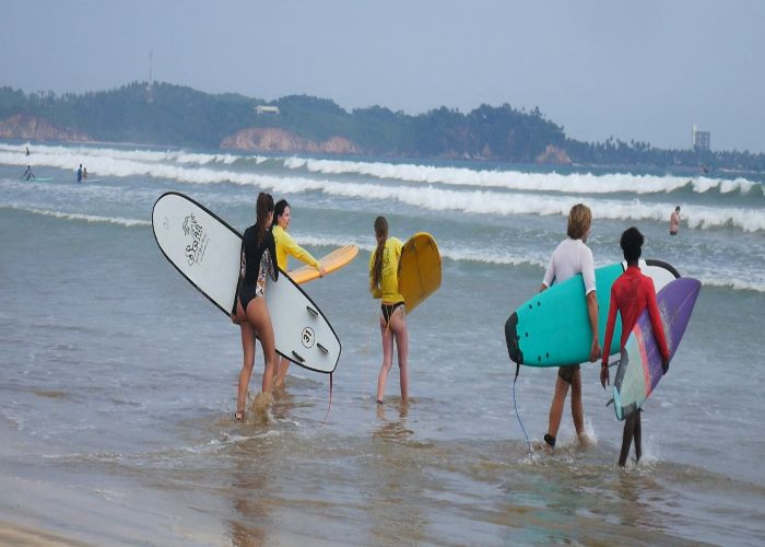 Surfing in Weligama